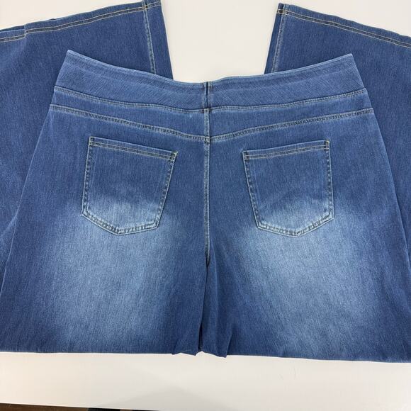 Halara Flex Size 2X High Waisted Wide Leg Pull On Casual Jeans Royal Blue Denim - Picture 7 of 11